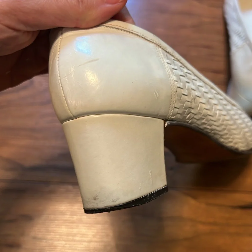 Vintage Made in Italy Woven White Leather Heels 60s/70s - Picture 8 of 11